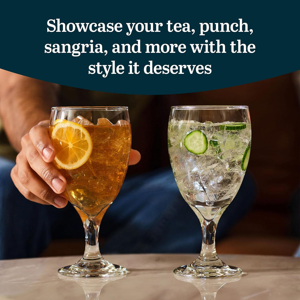 Classic Glass Goblets Set Of 12, Dishwasher Safe 16.25 Oz Drinking Goblets for Tea, Sangria and More, Ideal Stemmed