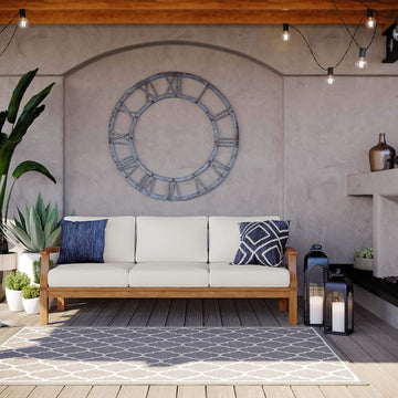 Marina Outdoor Patio Teak Sofa in Natural White