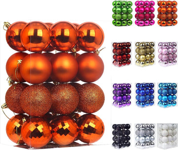 Christmas Balls Ornaments for Xmas Christmas Tree - 4 Style Shatterproof Christmas Tree Decorations Hanging - Set of 24