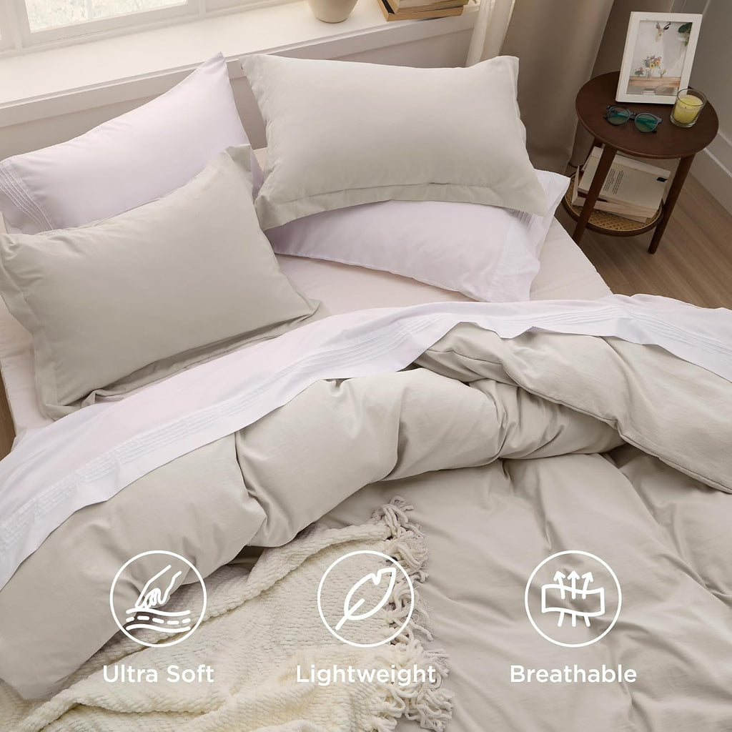 Duvet Cover-3 Pieces Prewashed 100% Polyester-Like Extra Soft Bedding Set, Includes 1 Duvet Cover