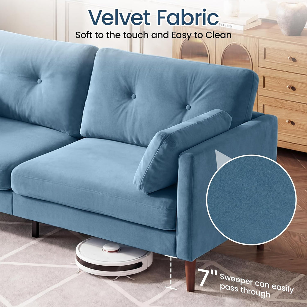72" Loveseat Sofa Couches , Button Modern Super Soft Velvet 2-Seater Deep Seat Couch Love Seat Apartment Bedroom