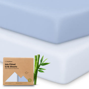 2-Pack Baby Crib Sheets for Boys, Girls, 52x28 Fitted (Blue Flax)