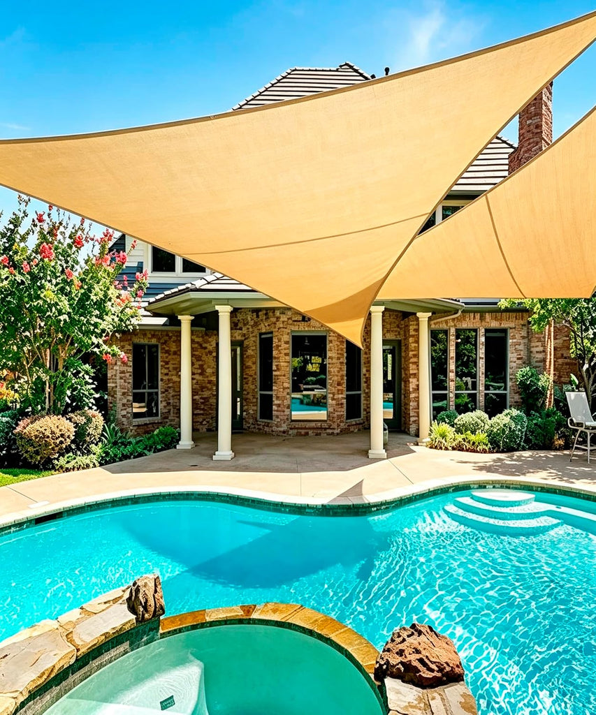 Desert Sand Triangle Sun Shade Sail 20ftx20ftx20ft,Top Pergola Shade Cover | Rectangle UV Block Canopy Awning Shelter