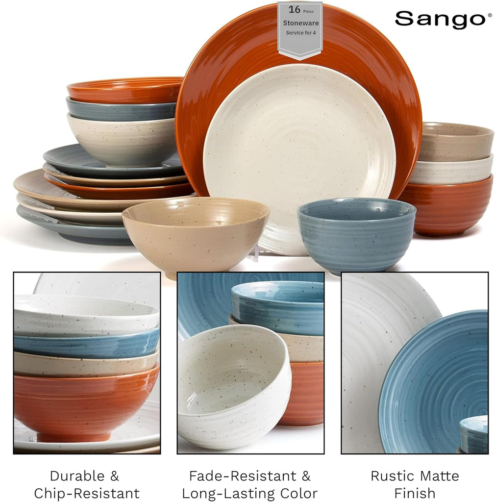 Siterra Painter's Palette 16-Piece Stoneware Dinnerware Set