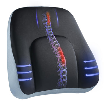 Lumbar Support Pillow Chair, Car Back Support Pillow, Memory Foam Back Cushion with Double Adjustable Straps