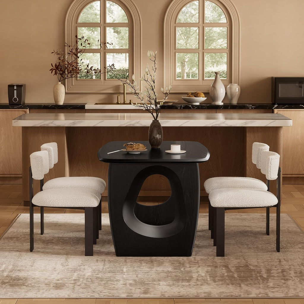 Modern Dining Table for 4-6 People,68'' Rectangle Dining Table, Kitchen Table with Pedestal Base, Dinner Table for Dining Room, Kitchen, Living Room (Black)