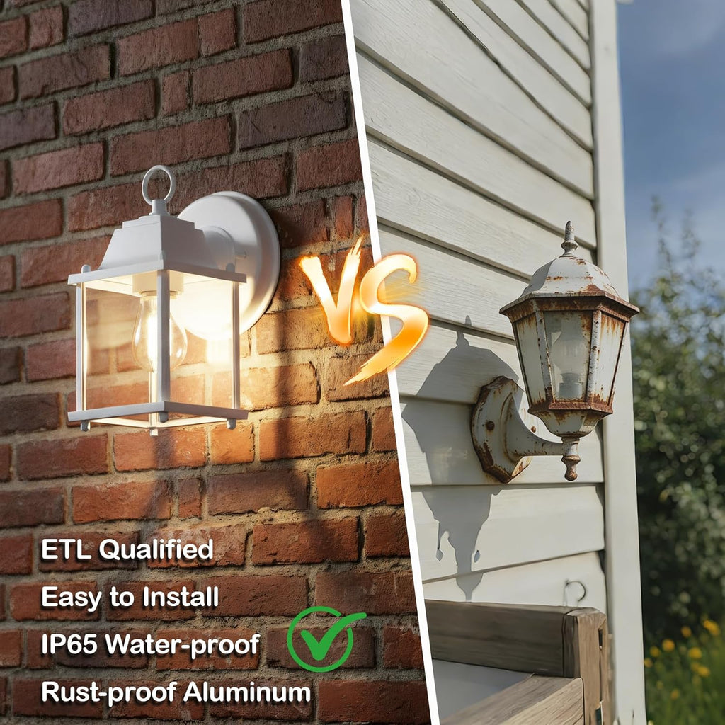 Outdoor Wall Lantern, Wall Sconce as Porch Lighting Fixture, E26 Base, Aluminum Housing Plus Glass