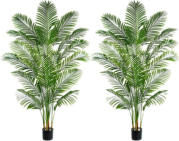 Artificial Palm Tree 6FT, Realistic Tropical Faux Plants Indoor - Set of 2