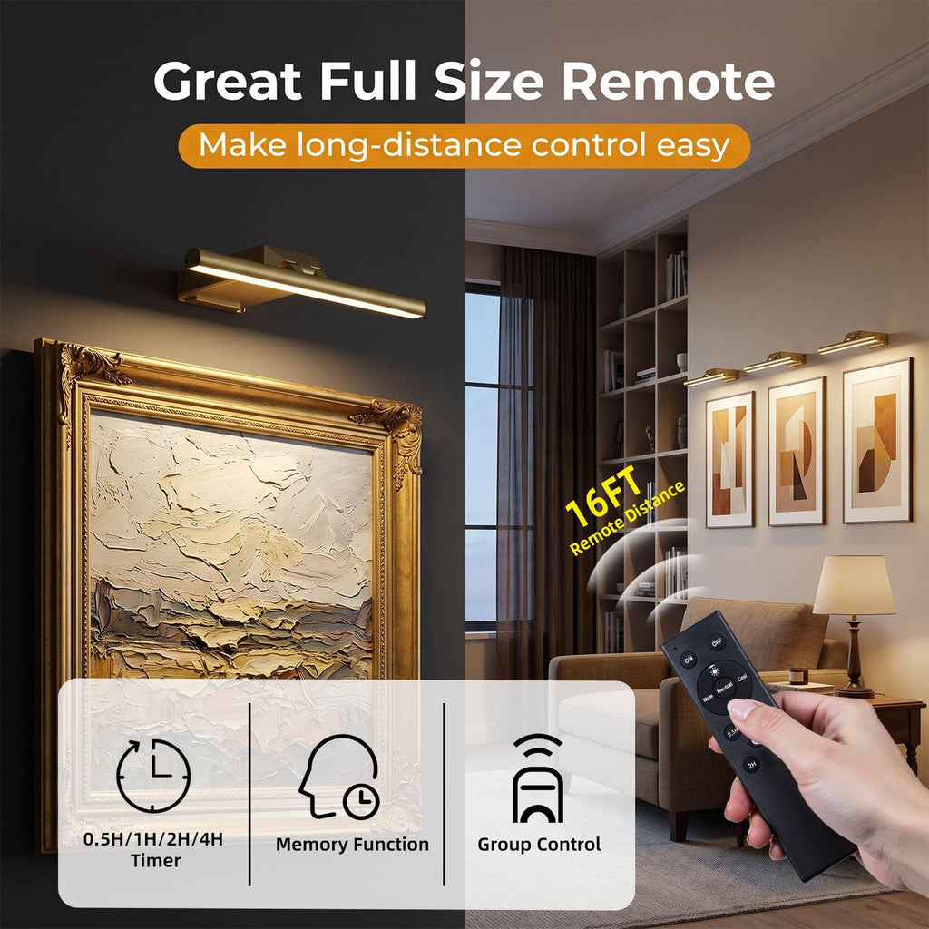 12" Picture Lights for Wall, 10000mAh Rechargeable Wireless Remote
