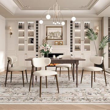 Dining Chairs Set of 4, Curved Back Kitchen Room Chairs with Metal Legs and Anti Slip Pads, Upholstered Dining Chair