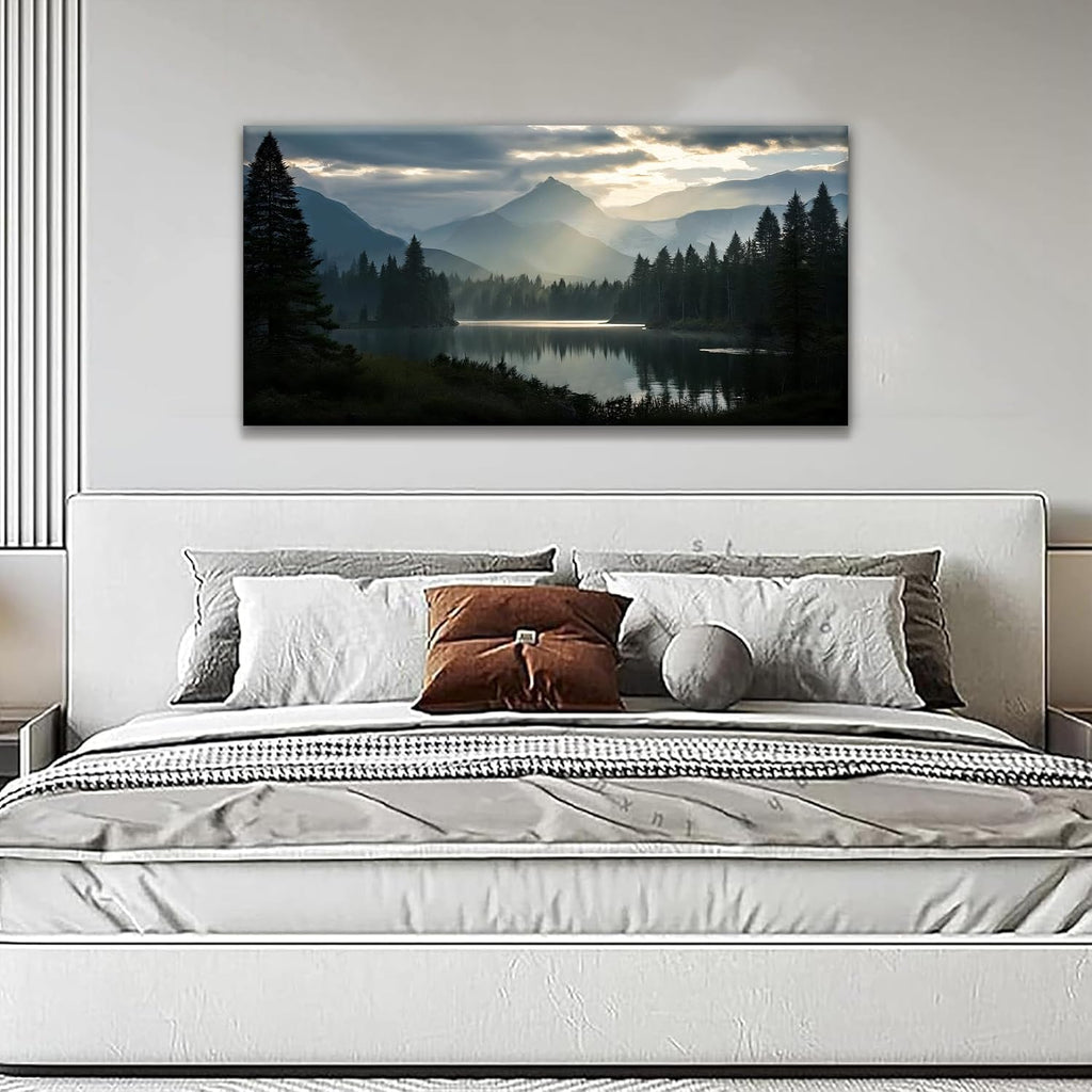 Canvas Art Wall Decor Wall Art Modern Office Wall Decorations Forest River Landscape Paintings Pictures Artwork