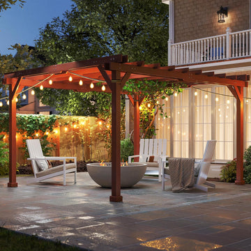 11' x 12.5' Outdoor Pergola, Wood Pergola Gazebo Grape Trellis with Stable Structure for Climbing Plant Support, Patio