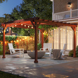11' x 12.5' Outdoor Pergola, Wood Pergola Gazebo Grape Trellis with Stable Structure for Climbing Plant Support, Patio
