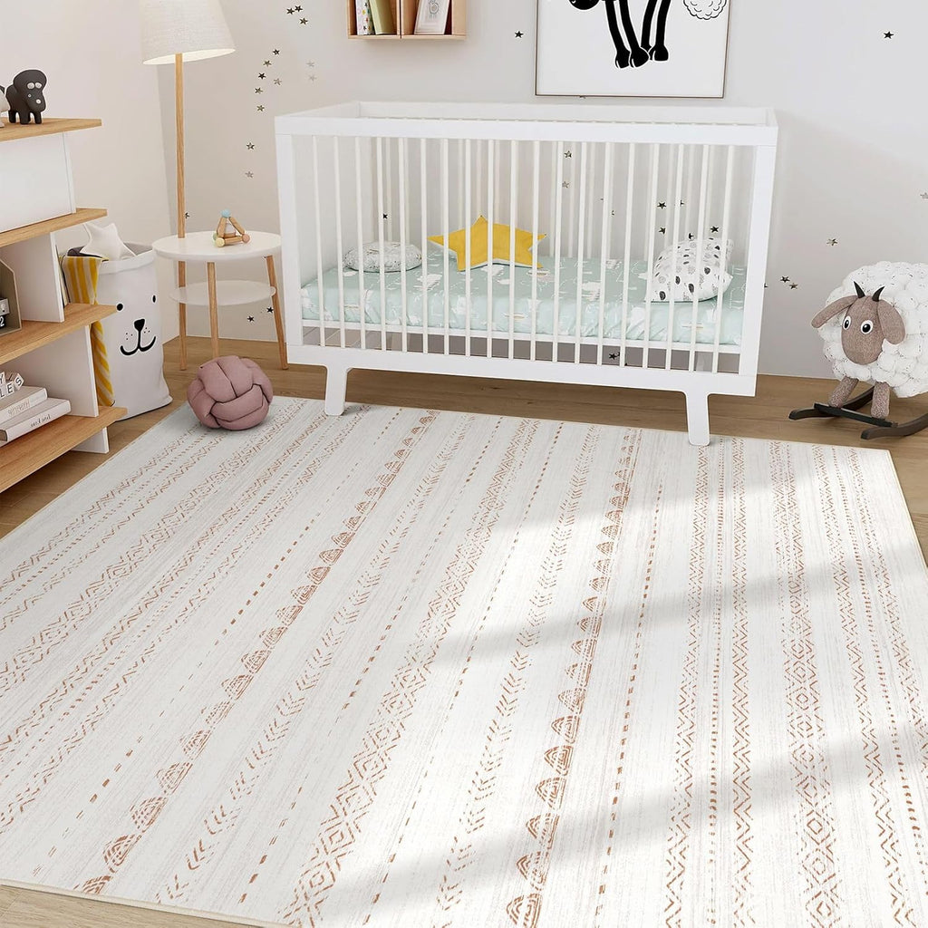 10x14 Area Rugs Living Room: Washable Boho Large Neutral Modern Soft Stain Resistant Farmhouse Indoo