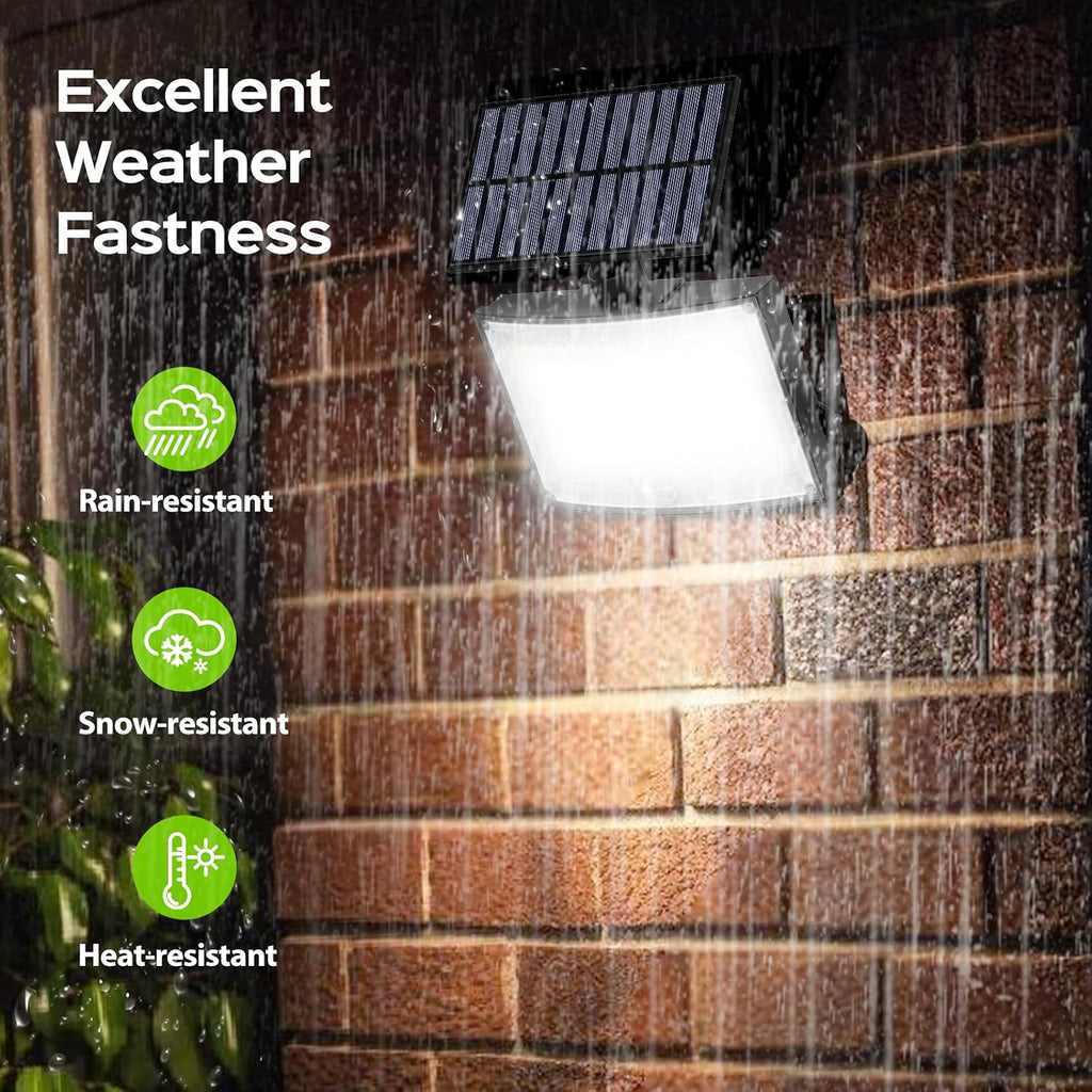 Solar Outdoor Lights 2Pack, 202 LED Flood Lights with 16.4 ft Cable | Remote Control Solar Motion Sensor Outdoor
