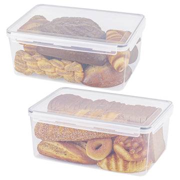 2 Pack Large Countertop, Airtight Bread Storage Container made Bread and Bakery Loaf, Plastic Bread Keeper, 11.6 Qt