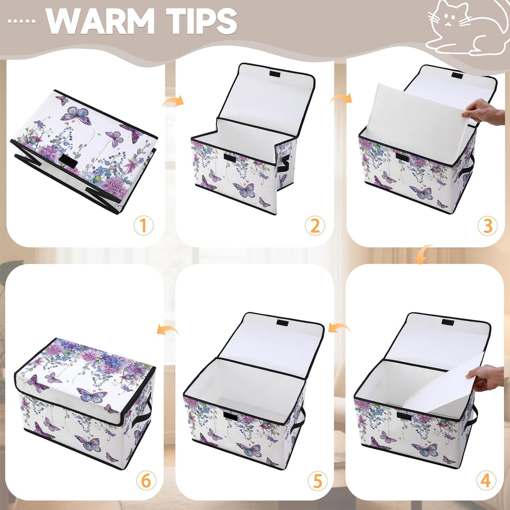Fabric Storage Bins with Lids,Under Bed Storage Containers 3Pack | Stackable Clothes Storage Bins with Lids,Closet