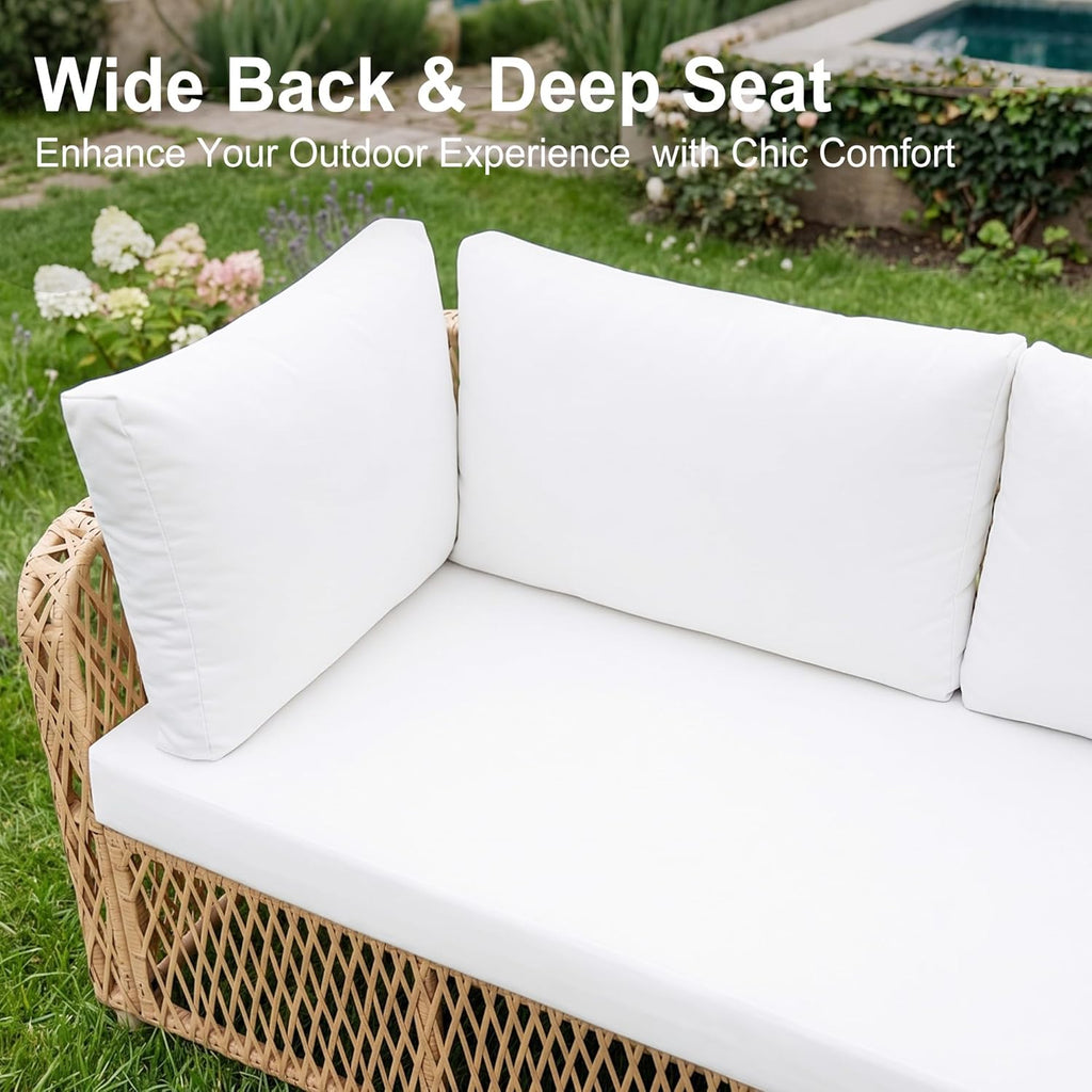 Patio Furniture Set 6-Seater Large Outdoor Sectional Modular L-Shaped Outdoor Furniture with Thick Cushion All