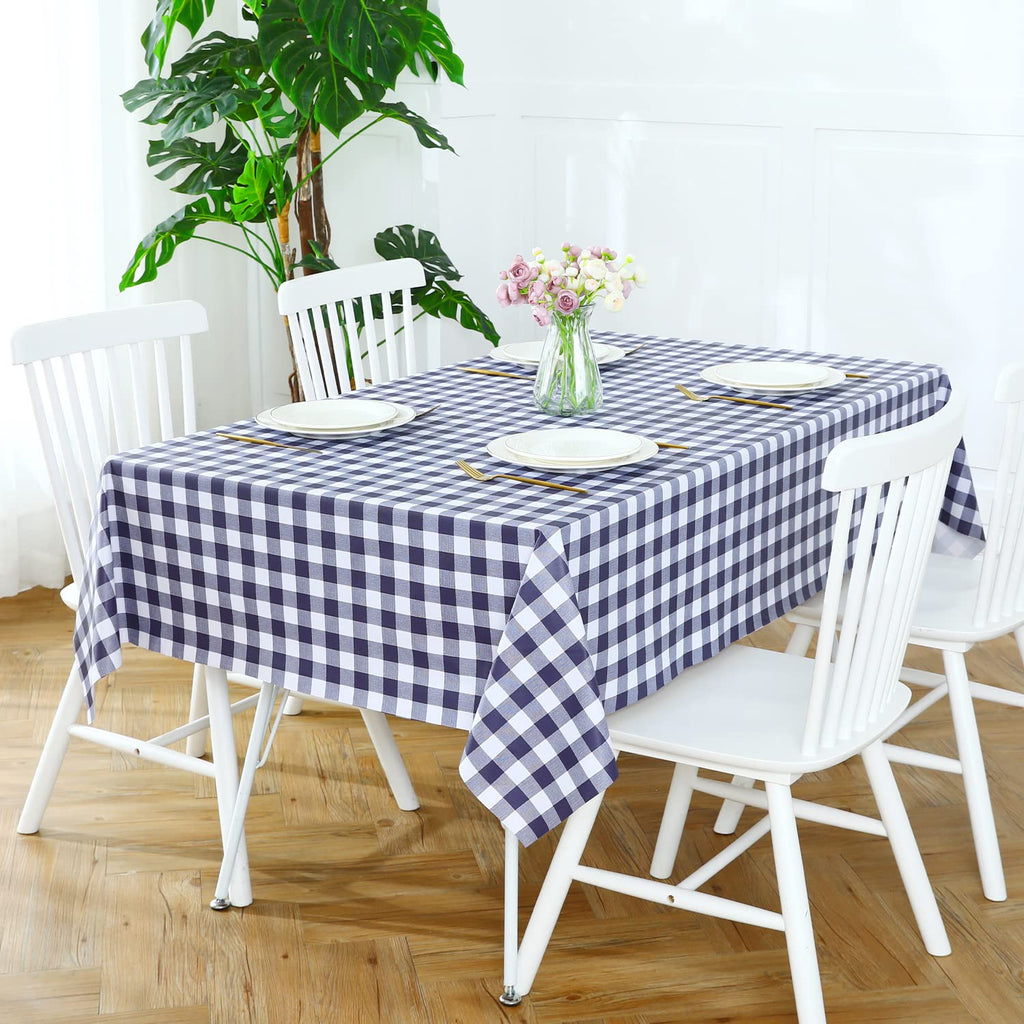 Gingham Vinyl Tablecloth, Rectangle 54 x 78, Navy Blue