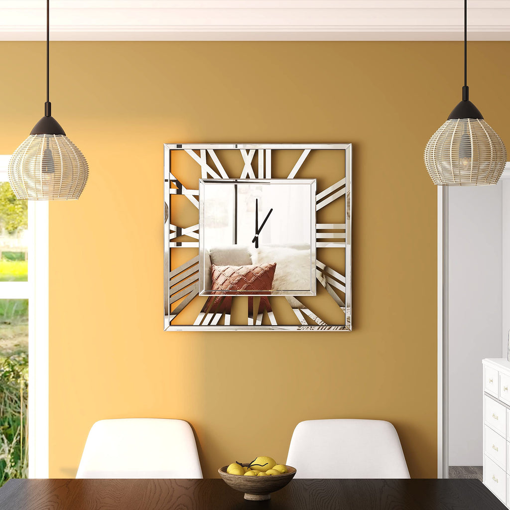 24" Wall Clocks Decor - Glossy Mirror Finish