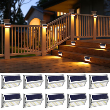 Solar Deck Lights, Suitable for Fence Step Stair-Warm White-10Pack