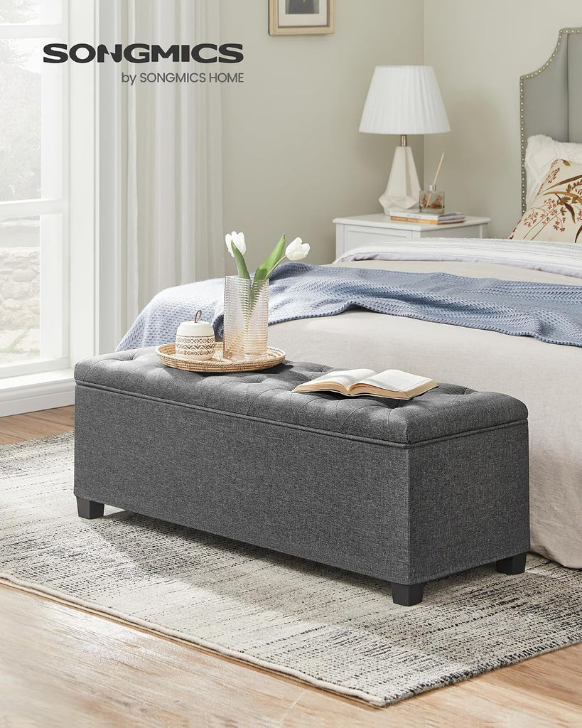 Storage Ottoman Bench, Foot Rest with Legs, 15.7 x 43.3 x 15.7 Inches, End of Bed Bench, Storage Chest, Load up to