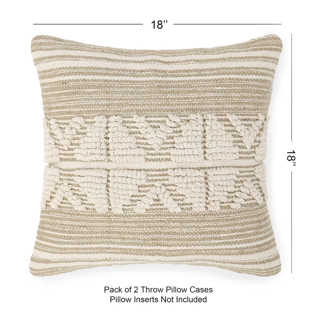 Handwoven Throw Pillow Cases - Rustic Elegance Natural
