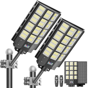 Solar Street Light Outdoor Waterproof, Solar Powered Parking Lot Lights Large Street Light Dusk to