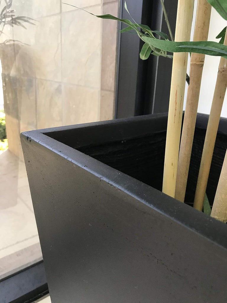 28 Inch Tall Tapered Concrete Planter, Modern Style Large Plant Pot with Drainage Hole and Rubber Plug , Backyard