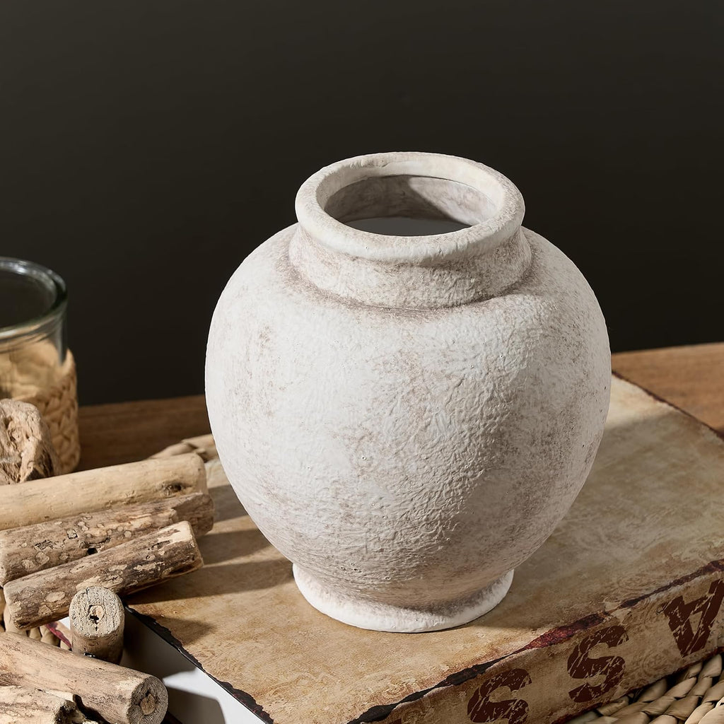 Ceramic Rustic Vase, Small Flower Farmhouse Vase Decorative Vase Short Pottery Vases