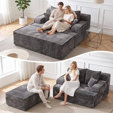 Chaise Lounge Chair Indoor, Oversized Boneless Chair Reading Chair, Comfy Boneless Small Couch, Double Size Sleeper
