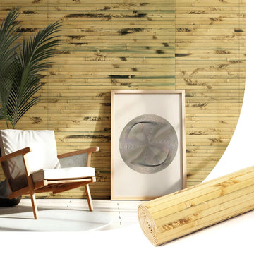 Natural Bamboo Wall Panel, 12 x 96 Inch, Light Burned