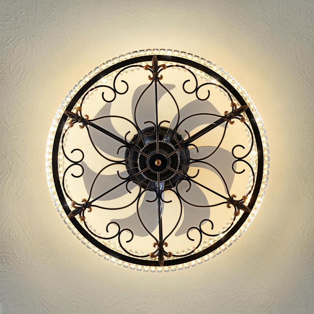 Caged Ceiling Fan with Lights Remote Control, 6 Speeds 3 Color Farmhouse Industrial Ceiling Fan with Light
