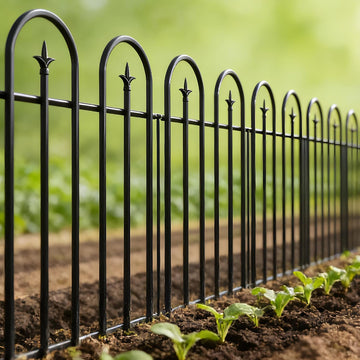 36" H x 28" W No Dig Garden Fence, 5 Panels 11.6ft Black Metal Decorative Fence, Rustproof Easy Assembly Garden