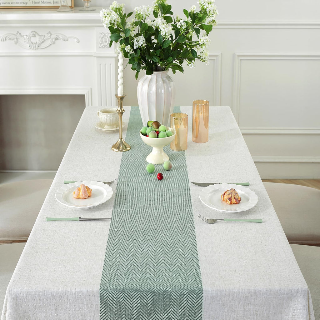 Rectangle Tablecloth for Dining Table Rustic Farmhouse Kitchen Tables Cloth Coffee Table Cover, Cotton Linen Fabric
