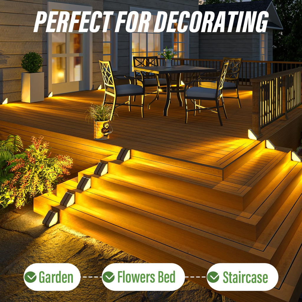 Solar Step Lights Suitable for Garden Patio Stair Decor Warm White-10P