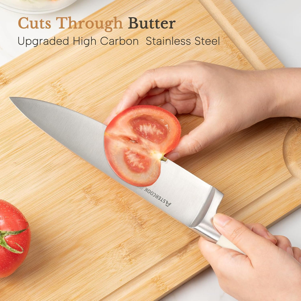 Knife Set, Kitchen Knife Set with Block 14-Piece Full Tang Stainless Steel Knives with Sharpener Dishwasher Safe and