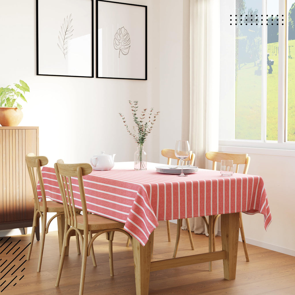 XO Cotton Tablecloth Rectangular 56"x72" Roma Red Stripes