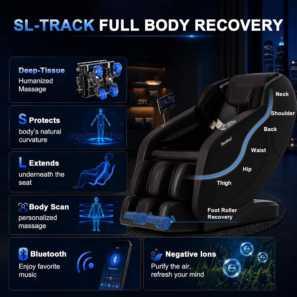 2026 Massage Chair Full Body, 5 Heating Zones for Daily Pain Relief, Zero Gravity 54'' SL-Track, Body Scan, 18 Auto &