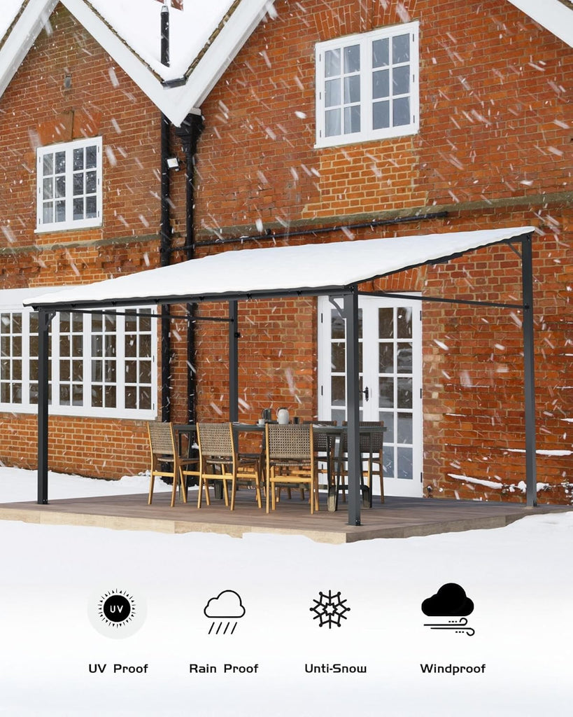 10 ft x 10 ft Lean to Gazebo, Hardtop Wall Pergola with Polycarbonate Roof