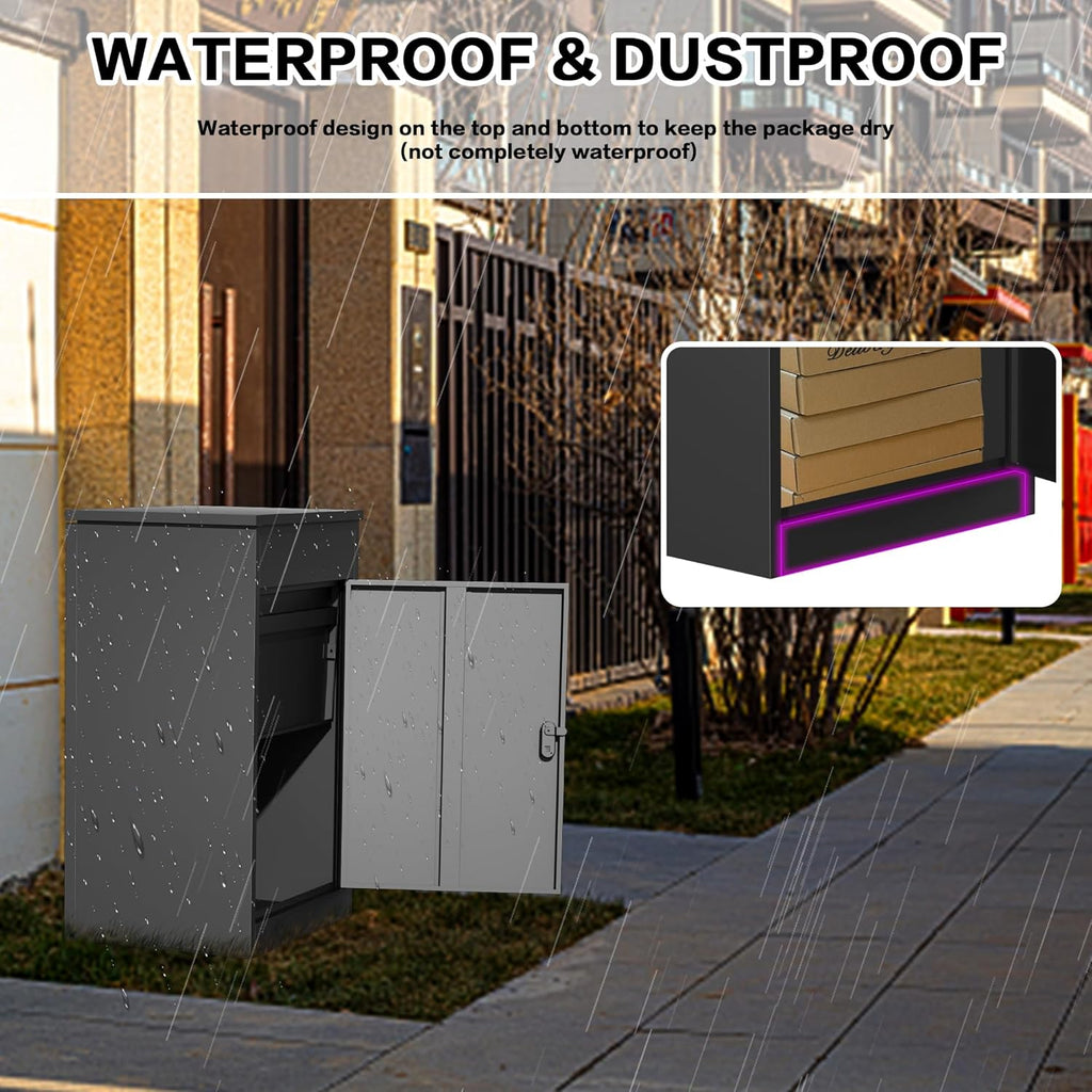 33.5Inch/85CM Express Package Delivery Boxes Large Space Black Parcel Drop Boxes with Lock