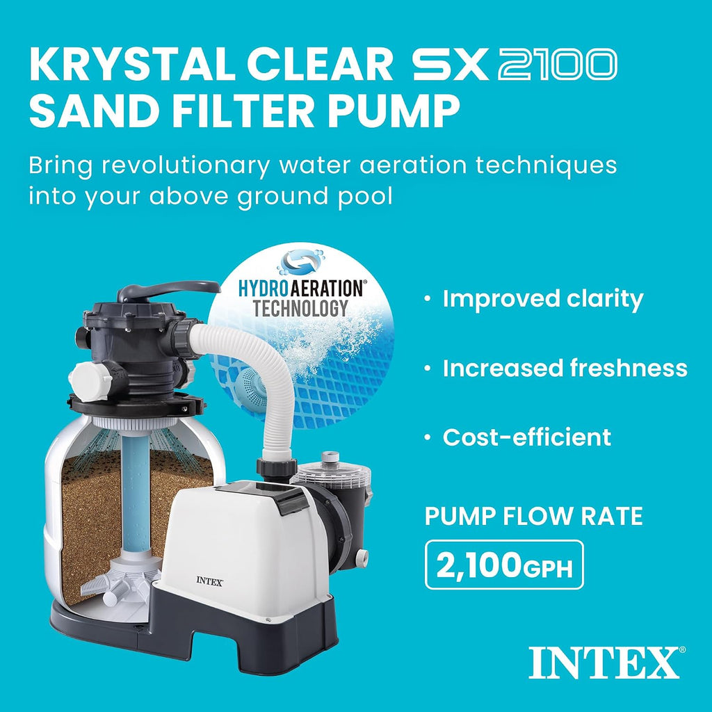 Krystal Clear 2,100 GPH Sand Filter Pump for Above Ground Pools | 26645EG - 12" Tank for Swimming Pools: 2,800 to