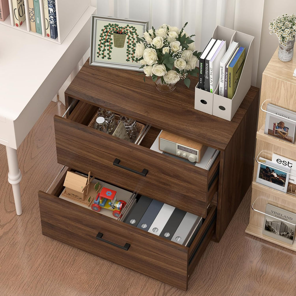 Lateral File Cabinet, 2 Drawer Filing Cabinet, Wood File Cabinets , Wide Filing Storage Cabinet for Letters for