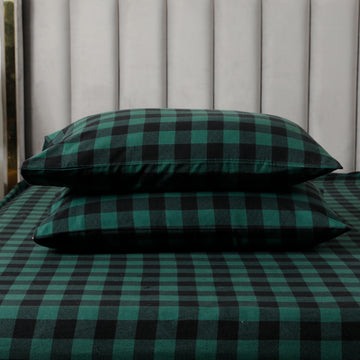 Buffalo Check Plaid Flannel Sheet Set, King, Green