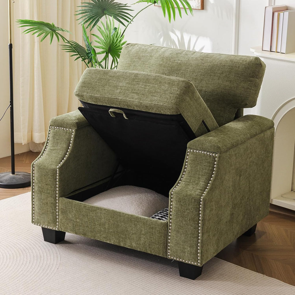 Oversized Accent Chair with Seat Storage,Comfy Living Room Chairs with Armrest Organizer,Oversize