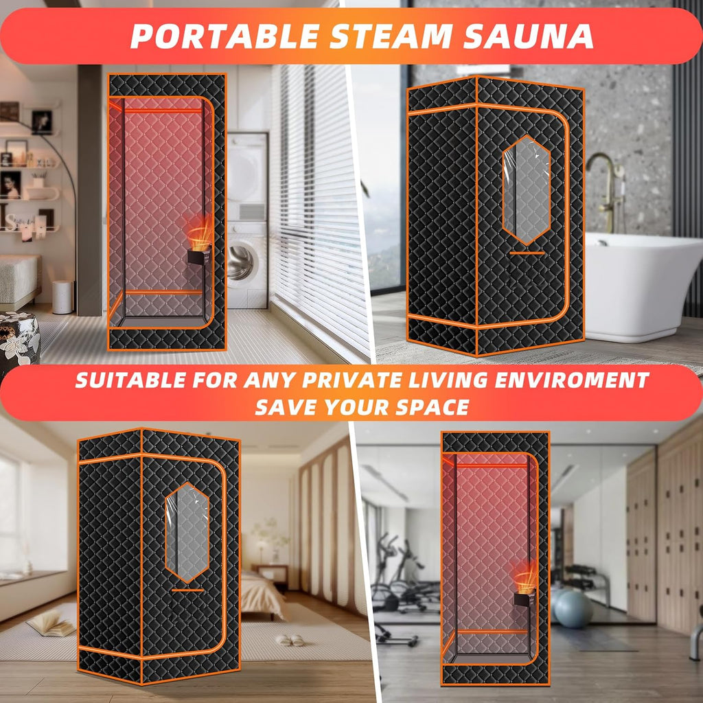Smartmak Portable Hot Air Sauna, 1 Person Dry Sauna Tent, Home Indoor Sauna Box, 1500W & 149°F Hot Air Sauna