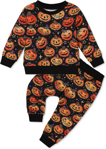 Toddler Boy Long Sleeve Pullover Tops + Pants 2Pcs Outfit