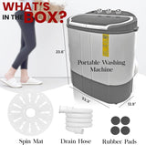 Portable Washing Machine - Twin Tub 11Lbs Capacity, Compact Mini Laundry Washer (7.7 Lbs) & Spinner (3.3 Lbs) with