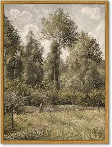 Framed Canvas Prints Art Vintage Decor, Room Decor Classical Artwork Poplars Camille Pissarro, Retro Wall Art