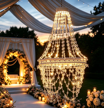 Solar Hanging Crystal Chandelier Outdoor Decorative Garden Light